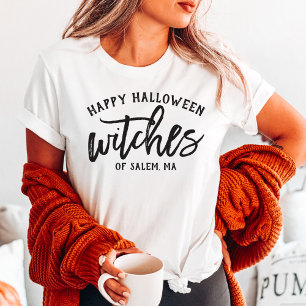 Happy Halloween Witches Modern Black Script Womens Tri-Blend Shirt
