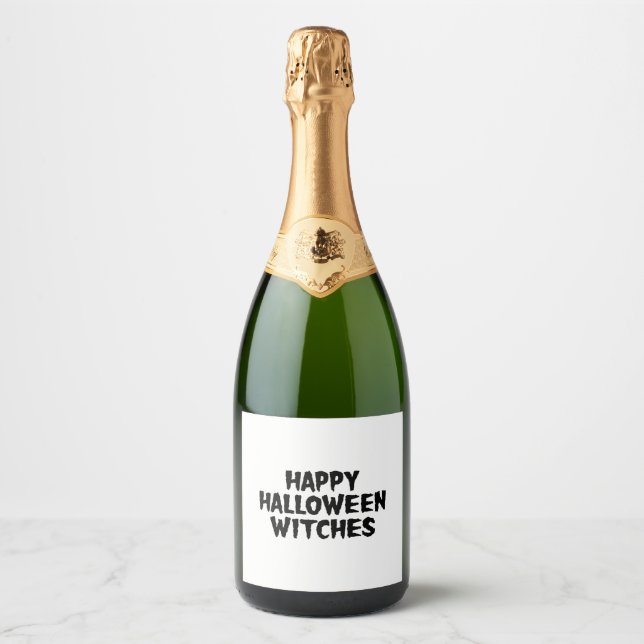 Happy Halloween Witches  Sparkling Wine Label (Front)