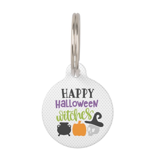 Happy Halloween Witches Stethoscope ID Tag  (Front)