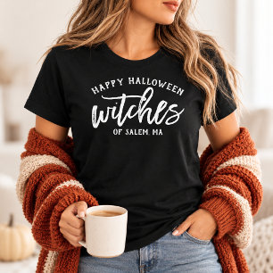 Happy Halloween Witches White Script Custom City Tri-Blend Shirt