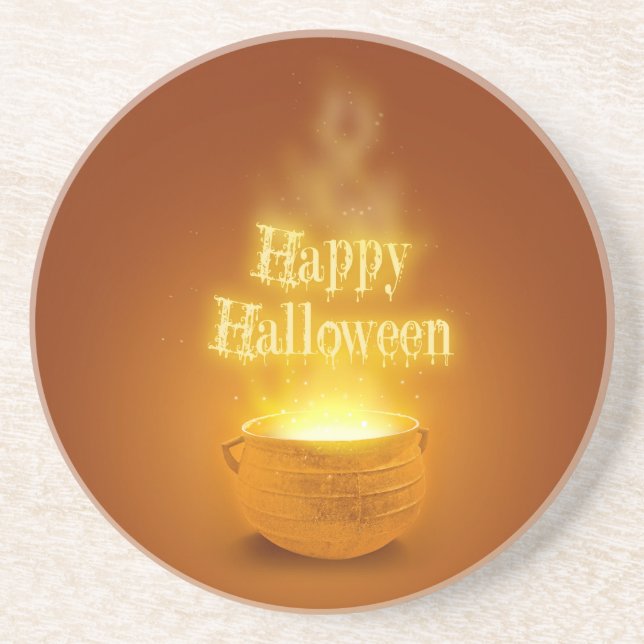 Happy Halloween Witch's Cauldron Coaster (Front)
