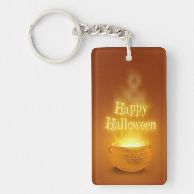 Happy Halloween Witch's Cauldron Key Ring (Front)