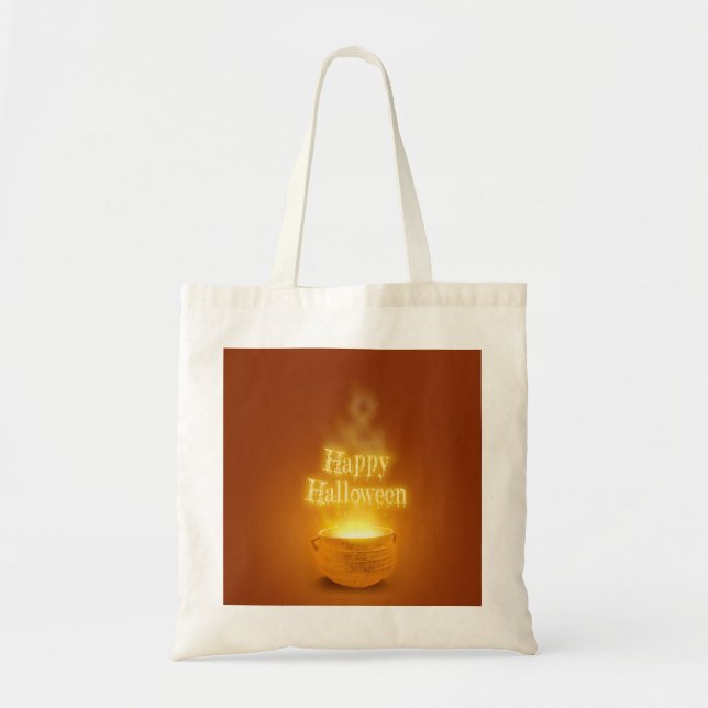 Happy Halloween Witch's Cauldron Tote Bag (Front)