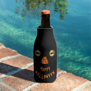 Happy Halloween Witchy Eyes And Pumpkin Nose Bottle Cooler