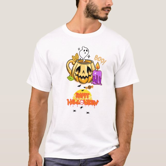 Happy Halloween with Burning Candle T-Shirt (Front)