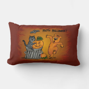 Happy Halloween with Cat Bat Dog and Spider Lumbar Cushion