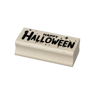 Happy Halloween with Dripping Blood Rubber Stamp