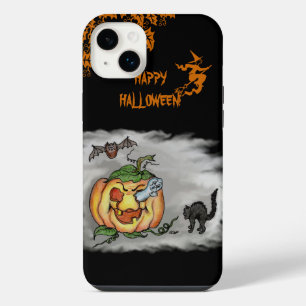 Happy Halloween with Ghost Cat Bat Pumpkin iPhone 14 Plus Case
