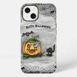 Happy Halloween with Ghost Cat Bat Pumpkin iPhone 13 Case