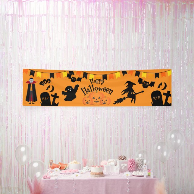 Happy Halloween with Halloween Characters Banner (Party)