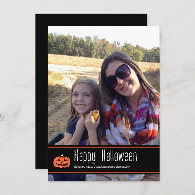 Happy Halloween with Pumpkin | Photo Card (Front/Back)
