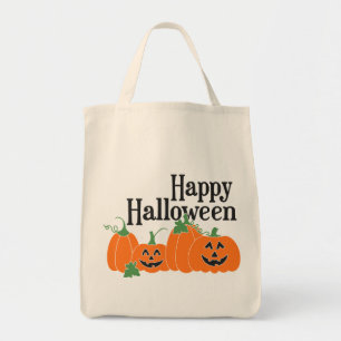 Happy Halloween with pumpkins and Jack O Lanterns Tote Bag