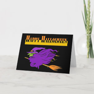 Happy Halloween with Purple Witch Card