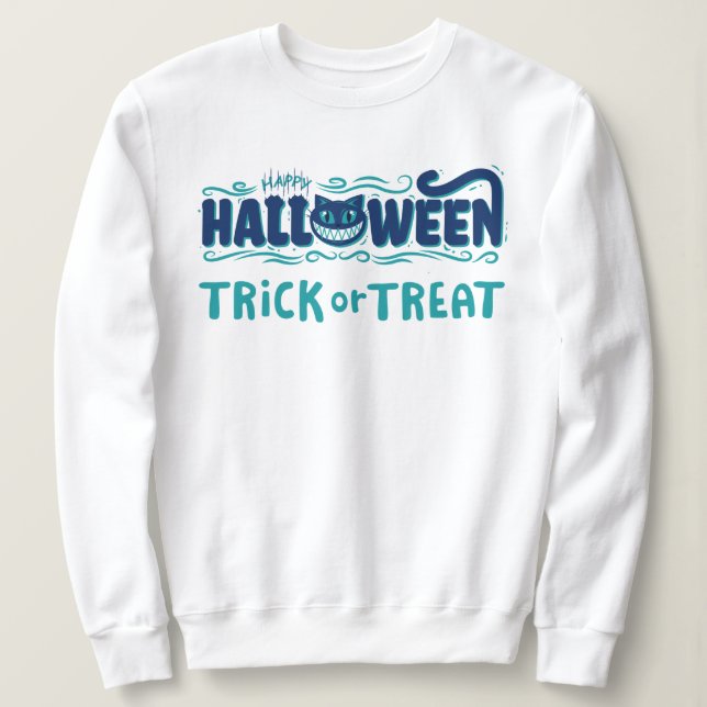Happy Halloween with Scary Cat Face Sweatshirt (Design Front)