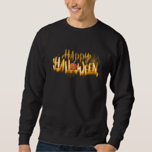 Happy halloween with scary pumpkin face and witch sweatshirt