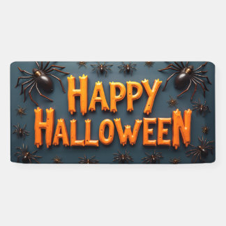 Happy Halloween With Spiders Banner