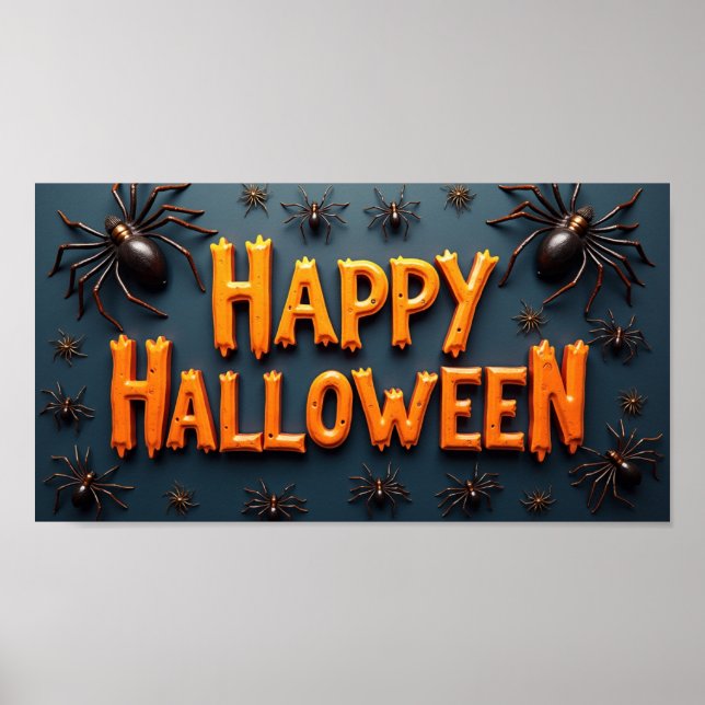 Happy Halloween With Spiders  Poster (Front)