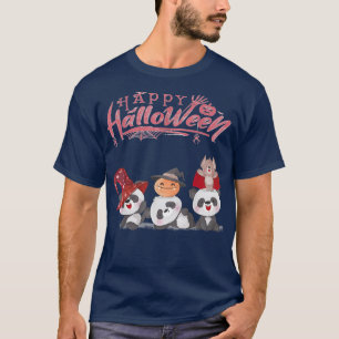 Happy Halloween With Three Small Panda Bears T-shi T-Shirt