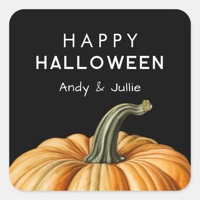 Happy Halloween with vintage pumpkin Square Sticker (Front)