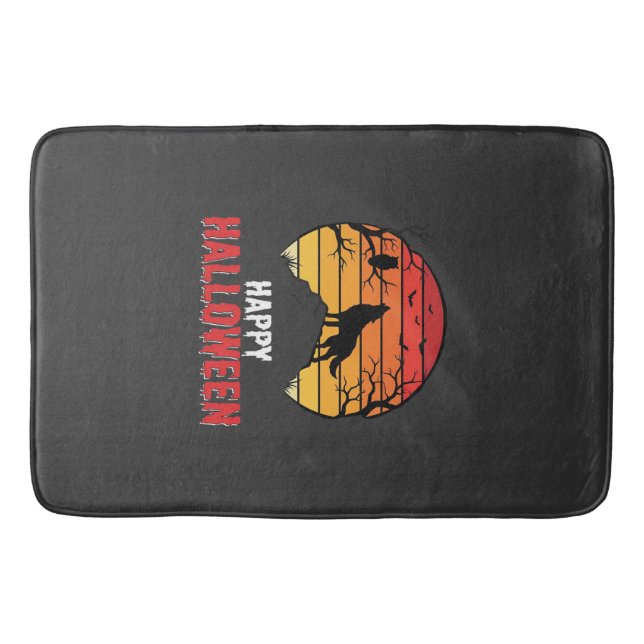 Happy Halloween Wolf Sunset Vector Bath Mat (Front)