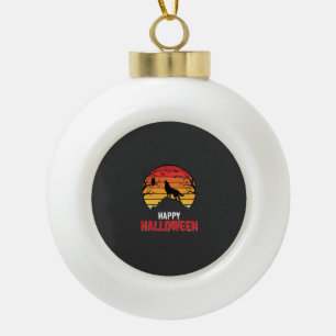 Happy Halloween Wolf Sunset Vector Ceramic Ball Christmas Ornament