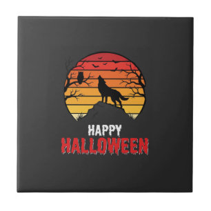 Happy Halloween Wolf Sunset Vector Tile