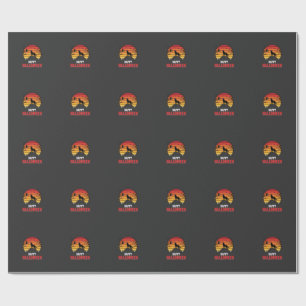 Happy Halloween Wolf Sunset Vector Wrapping Paper