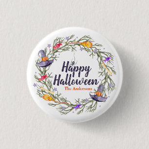 Happy Halloween Wreath Personalised Pin Button