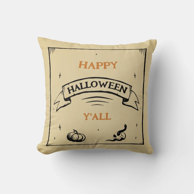 happy halloween y'all cushion (Front)