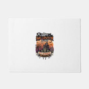 Happy Halloween You Haunted House Skeleton Bats_1 Doormat
