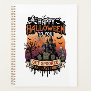 Happy Halloween You Haunted House Skeleton Bats_1 Planner