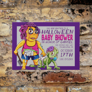 Happy Halloween Zombie Baby Shower Postcard
