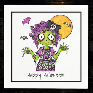 Happy Halloween Zombie Cocktail Napkin