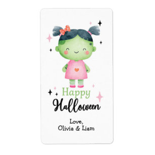 Happy Halloween Zombie Girl Custom Shipping Labels