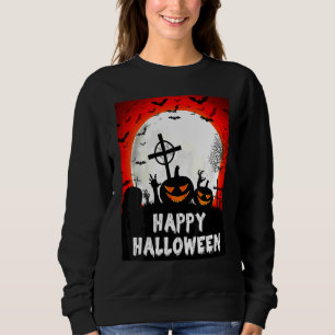 Happy Halloween Zombie Graveyard With Scary Pumpki Sweatshirt