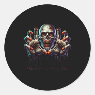 Happy Halloween Zombie Hands Funny Halloween Costu Classic Round Sticker