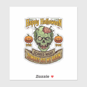 Happy Halloween Zombies Ate Brain Zombie Head Pump