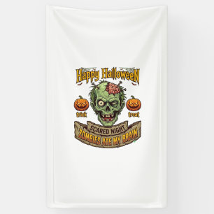 Happy Halloween Zombies Ate Brain Zombie Head Pump Banner