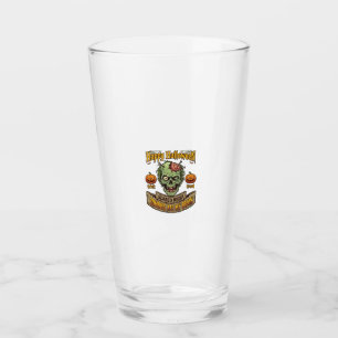Happy Halloween Zombies Ate Brain Zombie Head Pump Glass