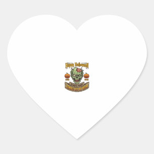 Happy Halloween Zombies Ate Brain Zombie Head Pump Heart Sticker