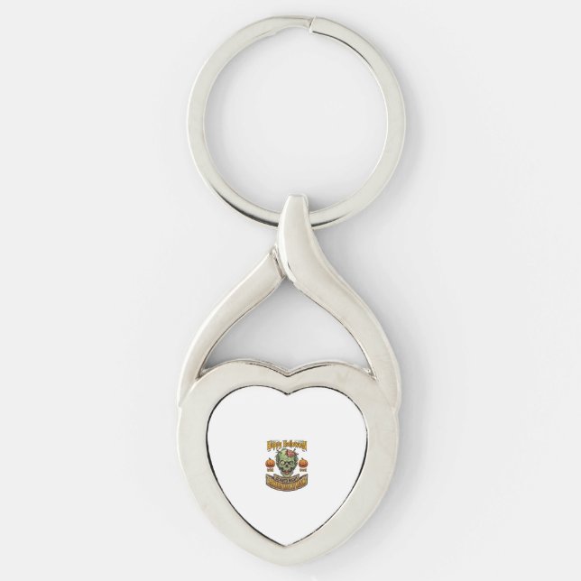 Happy Halloween Zombies Ate Brain Zombie Head Pump Key Ring (Front)