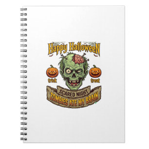 Happy Halloween Zombies Ate Brain Zombie Head Pump Notebook