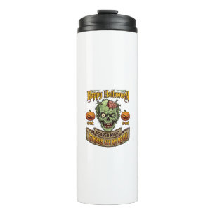Happy Halloween Zombies Ate Brain Zombie Head Pump Thermal Tumbler