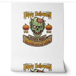 Happy Halloween Zombies Ate Brain Zombie Head Pump Wallpaper