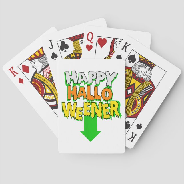 Happy Halloweener  Funny Halloween Playing Cards (Back)