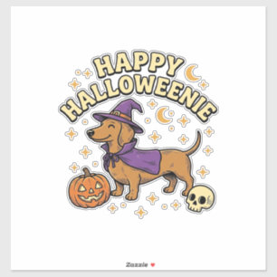 Happy Halloweenie Dachshund Witch Dog T-Shirt_1