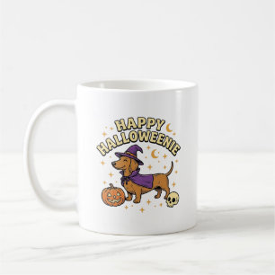 Happy Halloweenie Dachshund Witch Dog T-Shirt_1 Coffee Mug