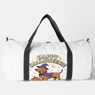 Happy Halloweenie Dachshund Witch Dog T-Shirt_1 Duffle Bag