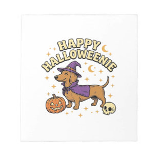 Happy Halloweenie Dachshund Witch Dog T-Shirt_1 Notepad