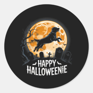 Happy Halloweenie Dog Lovers Spooky Fun Halloween Classic Round Sticker